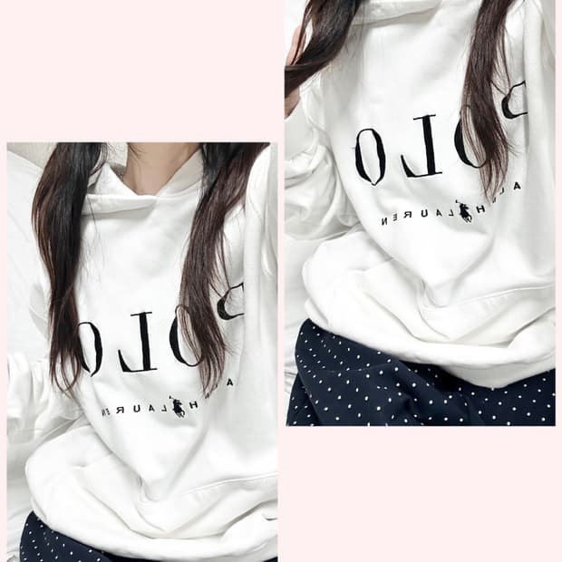 폴로 빅로고 화이트 후드