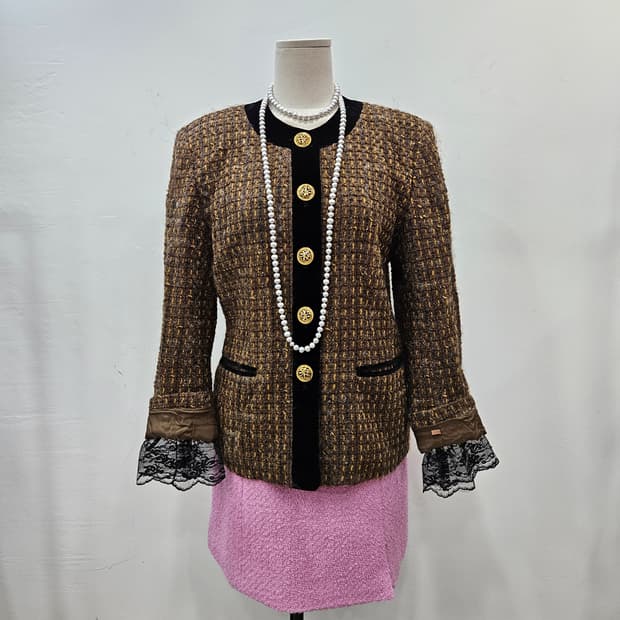jpn Vintage 
브라운 울혼방 트위드 자켓