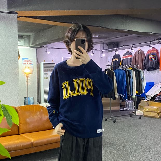 폴로 랄프로렌 qr 자수 빅로고 네이비 스웻 B5406
