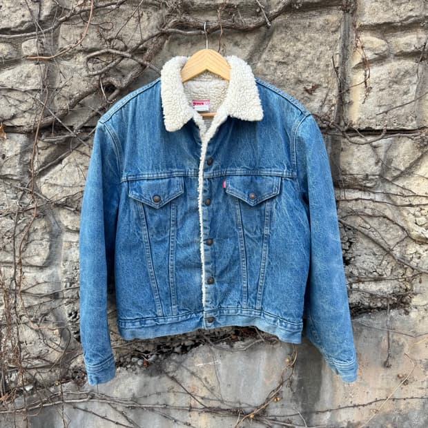 70s 리바이스 빈티지 레드탭 쉐르파 웨스턴 데님 트러커 자켓