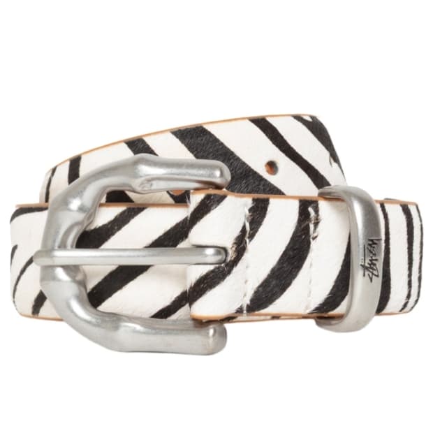 스투시 밤부 버클 벨트 헤어리패턴 지브라 L/XL