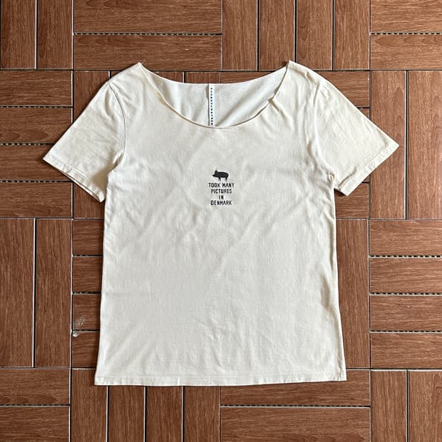 Sunao Kuwahara wide neck cotton 1/2 tee