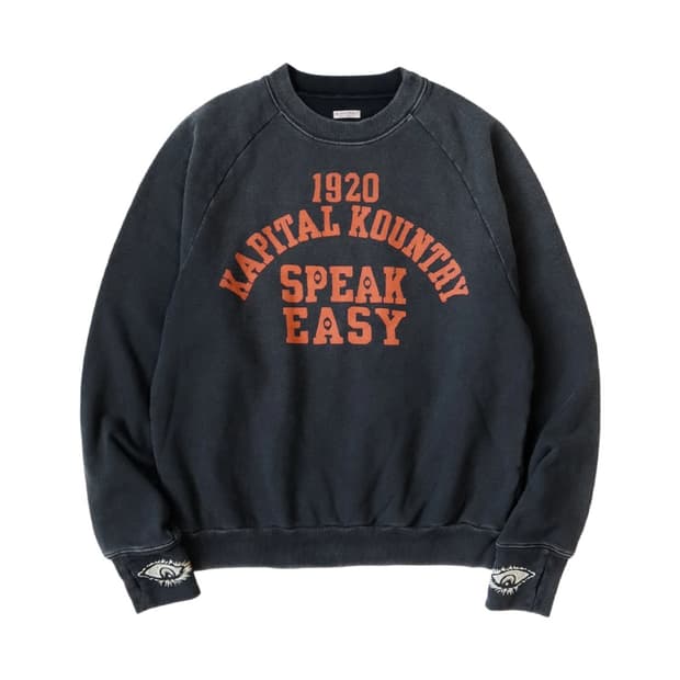 [3] 캐피탈 래글런 크루넥 플리스 스웨트셔츠 스피크이지 컬리지 블랙