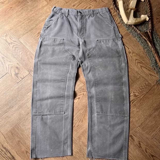 칼하트 USA 빈티지 워싱 차콜그레이 더블니 워크팬츠 33