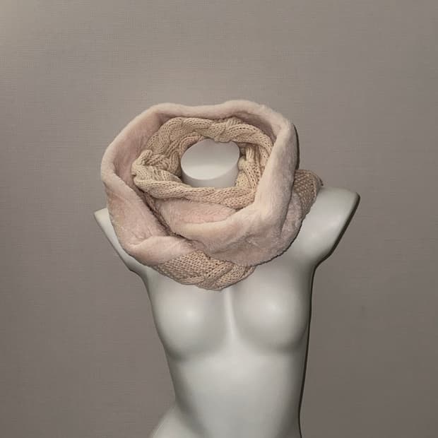 빈티지 핑크베이지 퍼니트 롱 넥워머