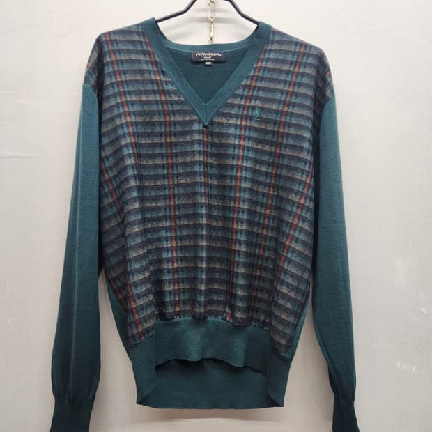 입생로랑 체크패턴 뉴울 빈티지 디자인 니트100(L) 남여공용