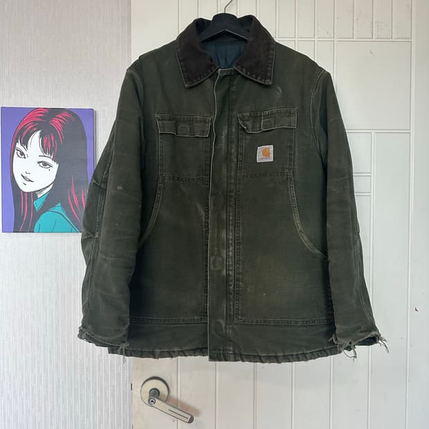 칼하트(?) 워크 자켓 데님 그린
