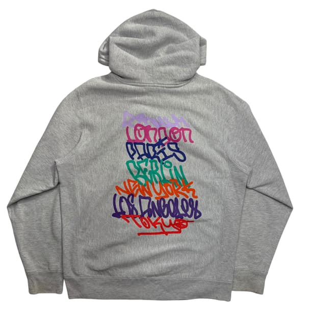 인디펜던트 X SNS! 백 프린팅 로고 그레이 후드티 M