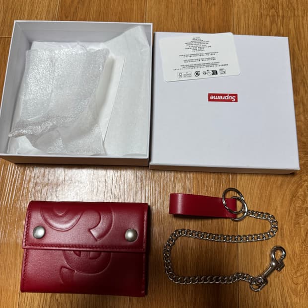 슈프림 레더 체인 월렛 레드