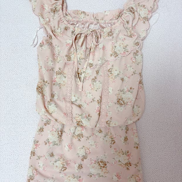 리즈리사 핑크 연분홍 플로랄 원피스 퍼 코트 세트 히메갸루 라떼갸루