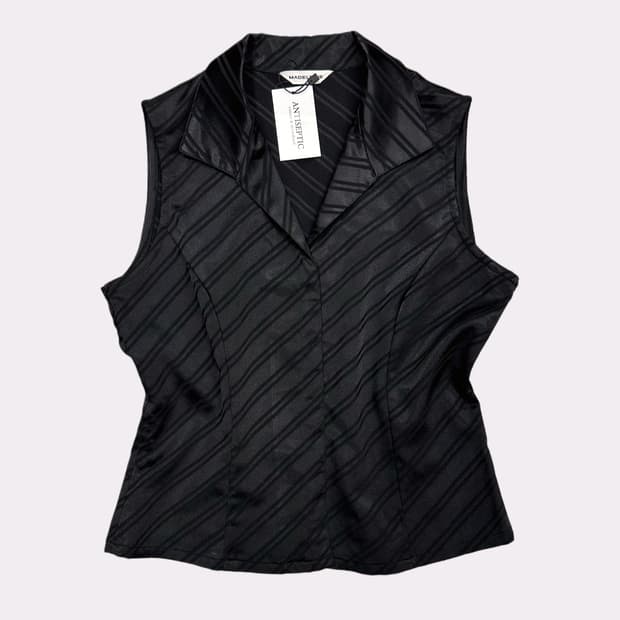 silky stripe sleeveless blouse