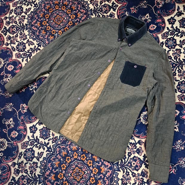 프리즘웍스 코듀로이 블럭 다이아몬드 퀄팅 셔츠 M size