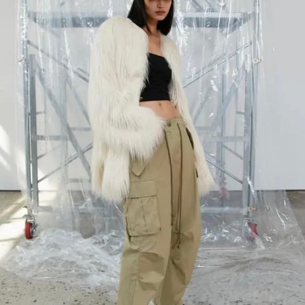 S/E/O long hair faux fur coat