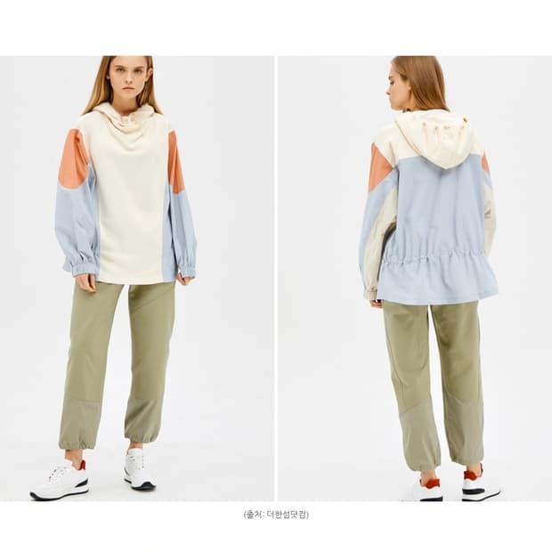 시스템 컬러 블록 후드 윈드브레이커