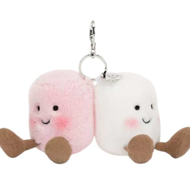 젤리캣 마시멜로우 인형 키링 핑크/화이트