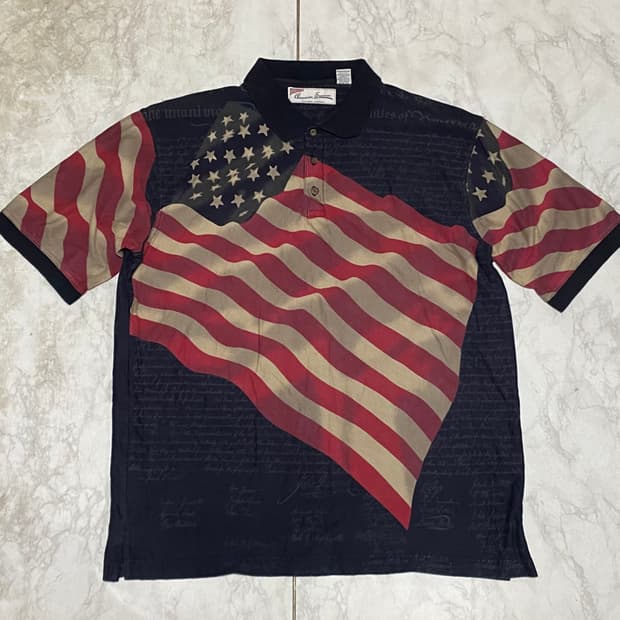 미국 성조기 빅사이즈 오버핏 반팔 카라티