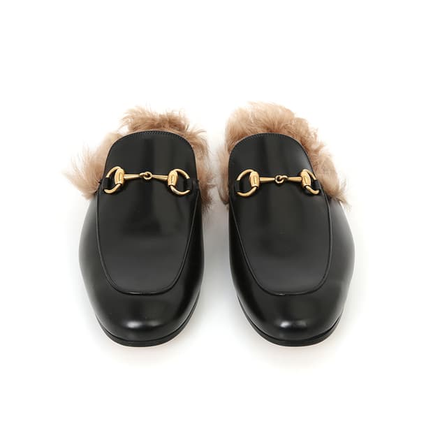 구찌 프린스타운 홀스빗 FUR 퍼뮬 블랙 블로퍼 397647