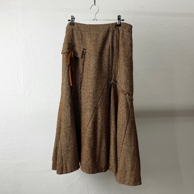 빈티지 절개 울 스커트