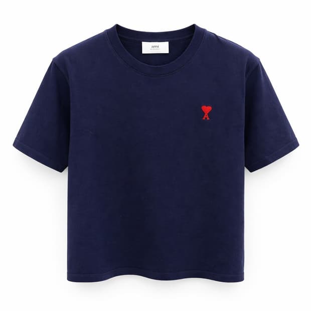 아미 스몰 하트 반팔티 네이비 M