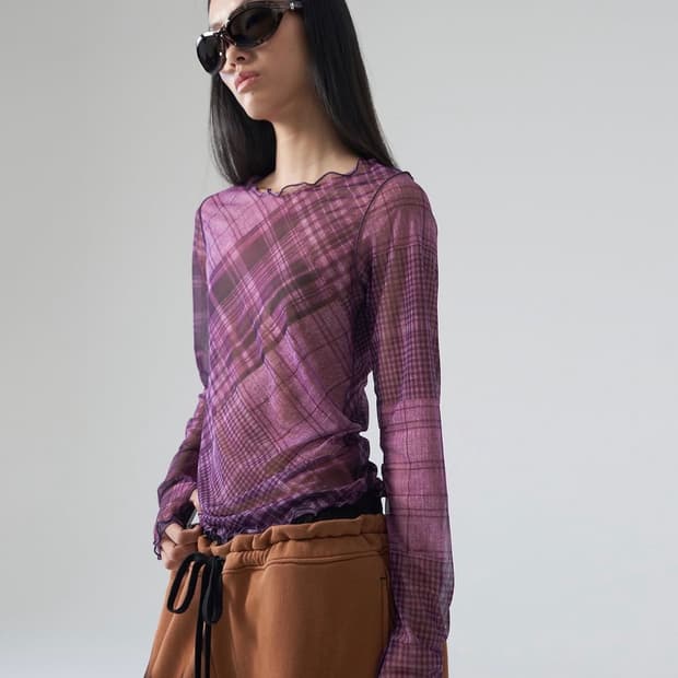 Check Mesh Top_Pink Check