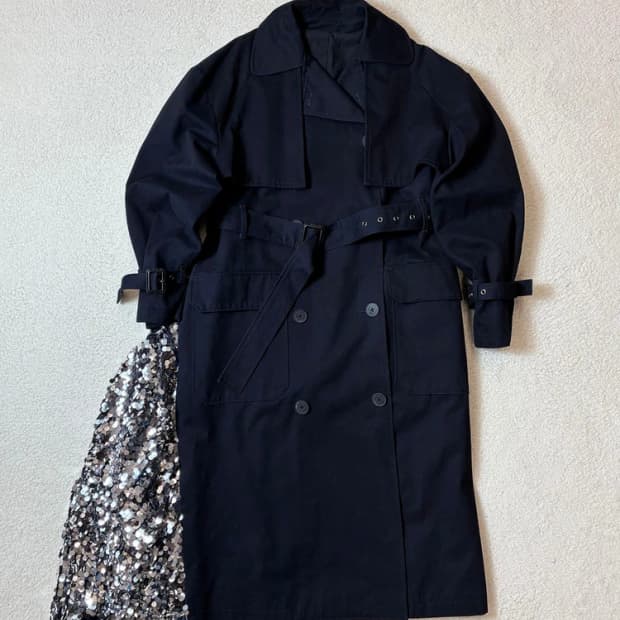 MSGM 스팽글 오버핏 배색 트렌치 코트 PN6817