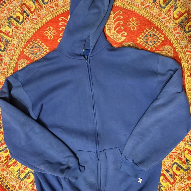 미제 러셀 빈티지 후드집업 페이딩 블루 xl