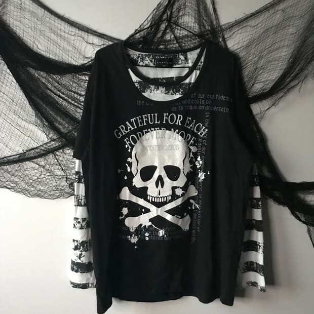 Punk mood layered printing longsleeve