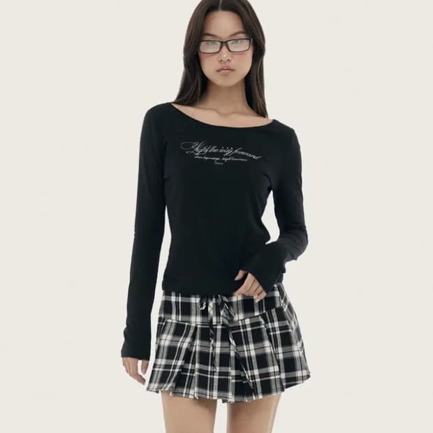 클리시어 클린 클럽 레터 탑 블랙