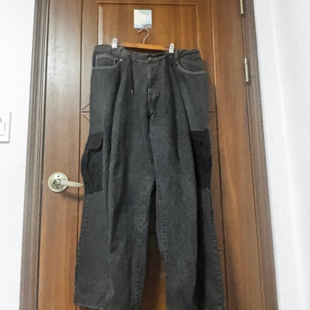 빈티지 흑청 카고 벌륜팬츠