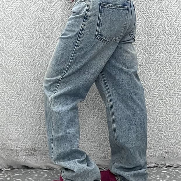 플랙 X OAM 빈티지 연청 오렌지패치 데님팬츠 32인치 C08191