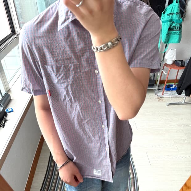 더블탭스 체크 반팔 셔츠