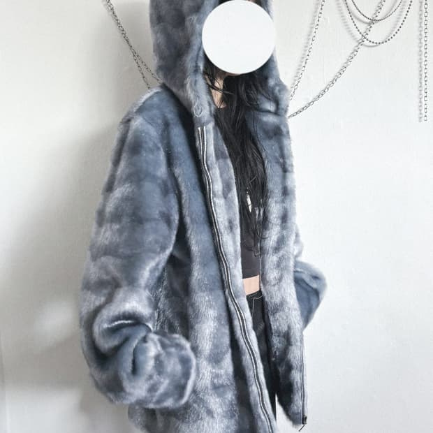 usa vintage faux fur hoodie coat