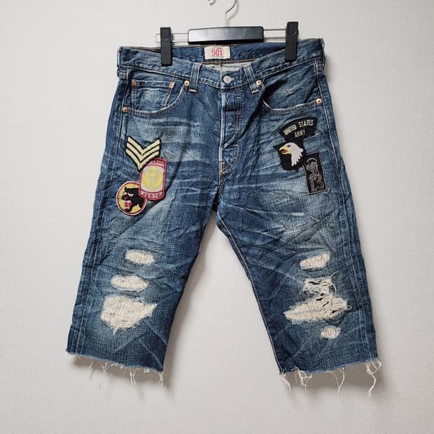 [32] 리바이스 501 Japan 패치 데님 반바지 청반바지