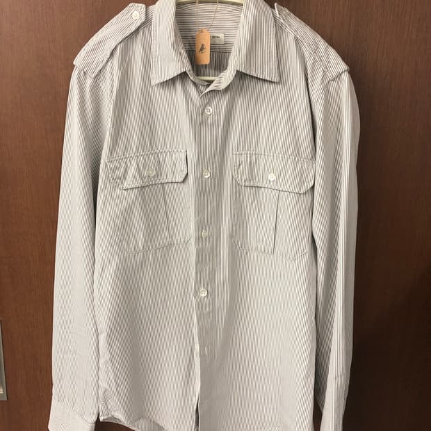 드리스반노튼 스트라이프 밀리터리 셔츠 46