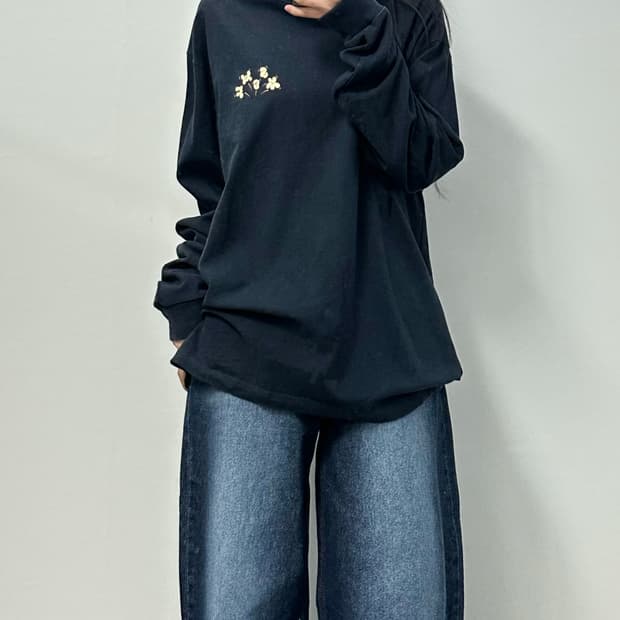 미스치프 팝콘 빅로고 네이비 롱슬리브 긴팔티