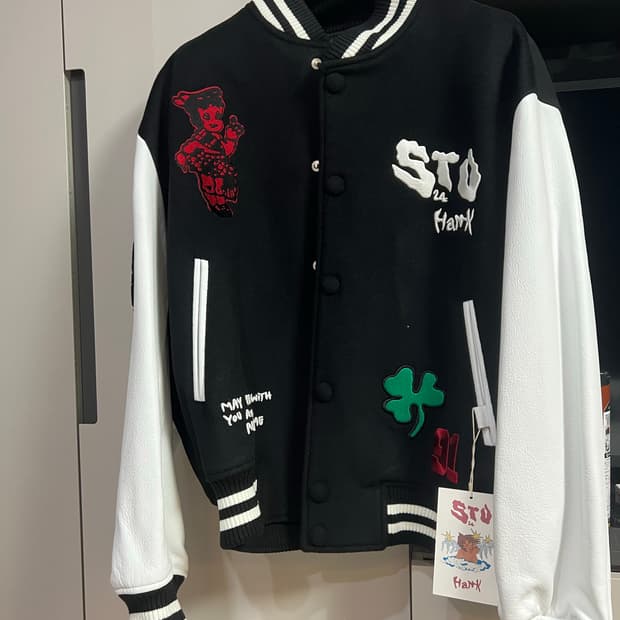 STU hank 행크 바시티 자켓 블랙 M