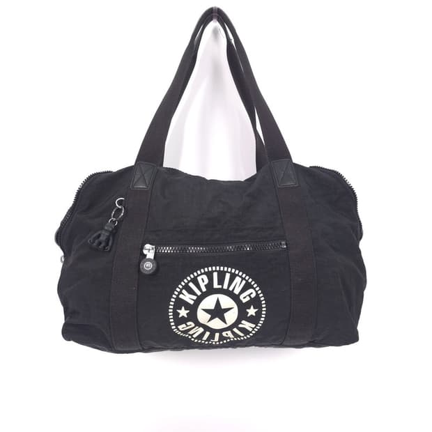 kipling 블랙 나일론 원형 로고 더플백