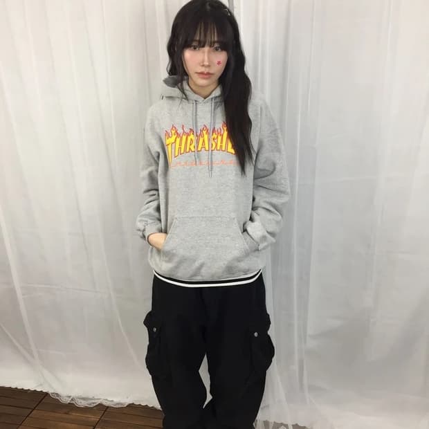 Thrasher Flame Logo Grey Hoodie