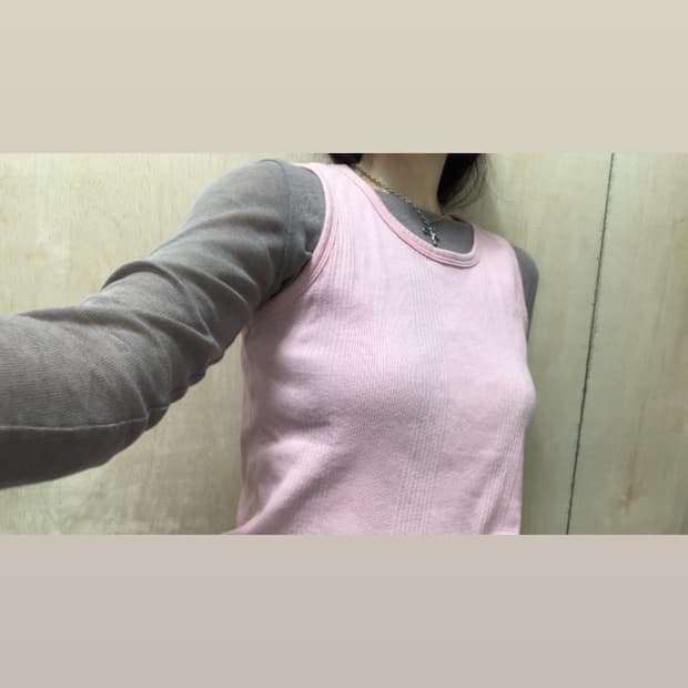 [직수입] 빈티지 슬리브리스 탑 베이비 핑크