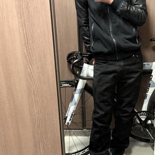 디젤 레더 믹스 집업자켓