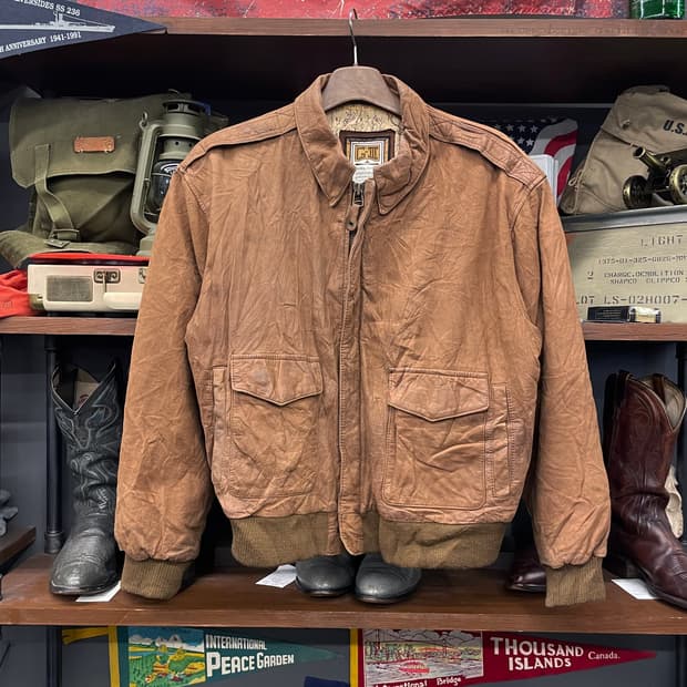 90s 글로벌 아이덴티티 레더 가죽 봄버 자켓