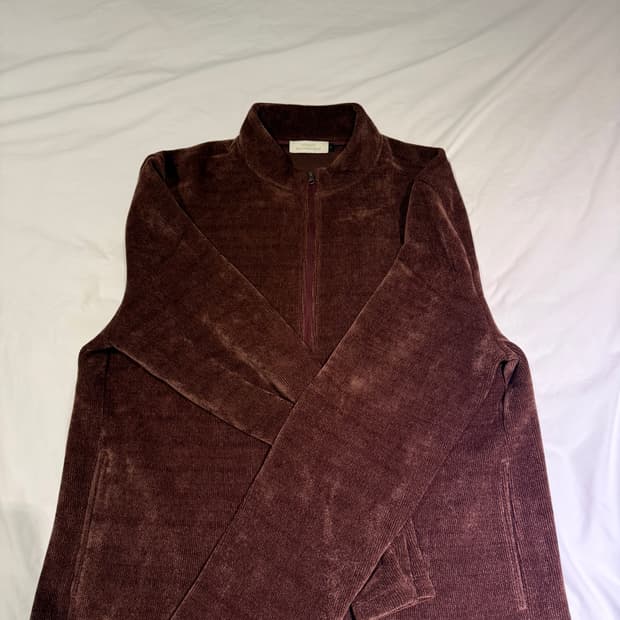 Amomento Velvet Zip Up Jumper, Burgundy