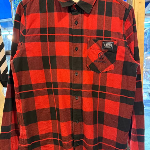 빈폴 레드 블랙 체크셔츠