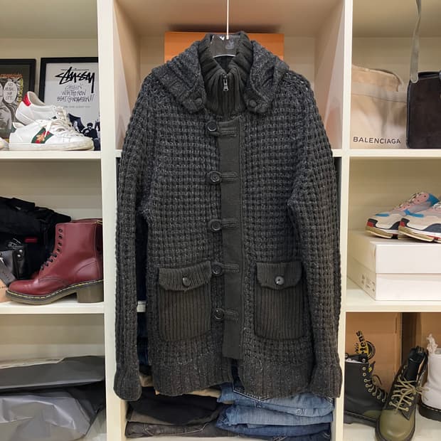 조셉 옴므 카키 후드 니트 가디건 50