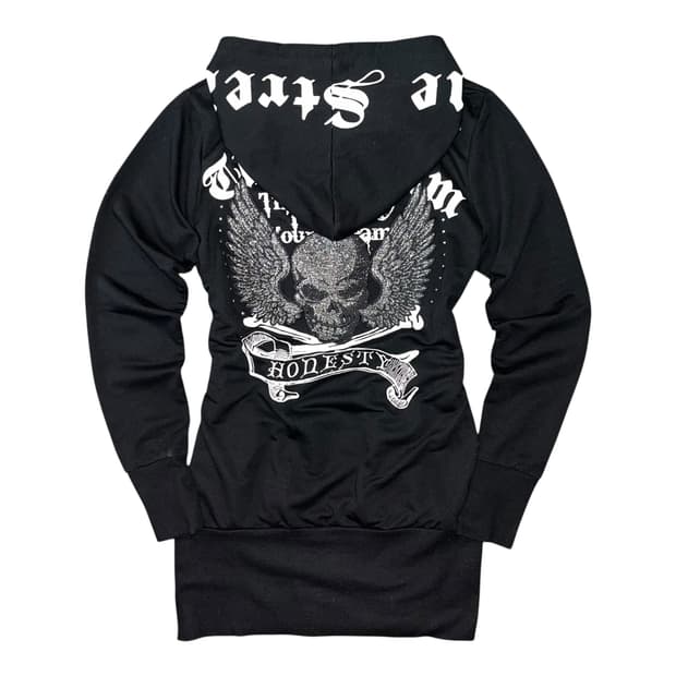 DIG DEEP 디그딥 십자큐빅 해골자수 후드 긴팔원피스 펑크y2k갸루