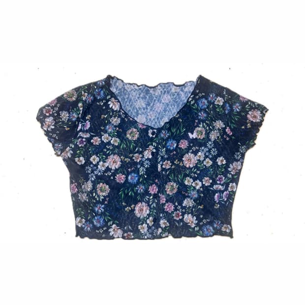 네스티팬시클럽 플라워 패턴 크롭 가디건 