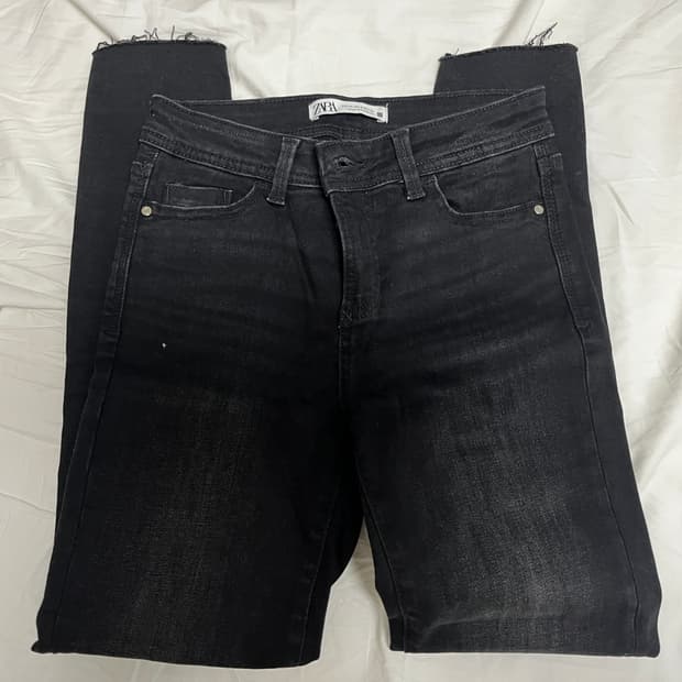 자라 검정일자청바지