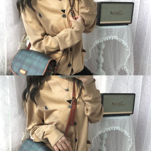 Polo brown pima cotton cardigan