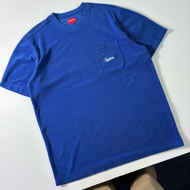 Supreme 슈프림 테리 포켓 블루 반팔티셔츠