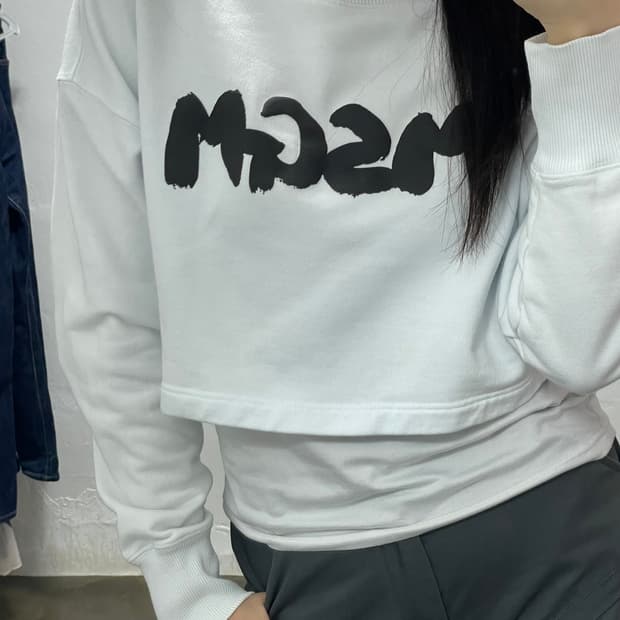 MSGM 크롭 맨투맨 화이트